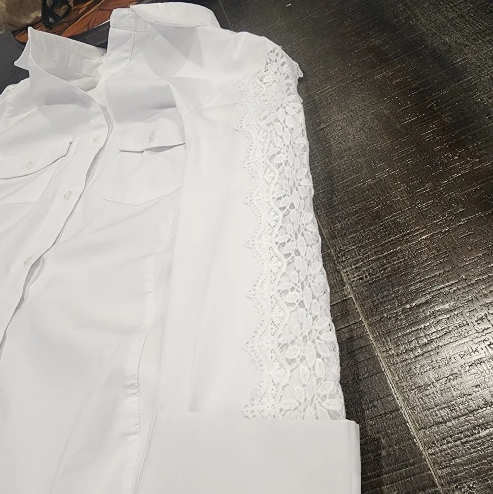 ZAC & RACHEL WHITE BUTTON-DOWN TOP - Picture 3 of 6